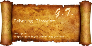 Gehring Tivadar névjegykártya
